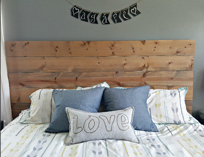 This simple DIY wooden headboard comes with easy directions that anyone can follow to make your bedroom nice and cozy!