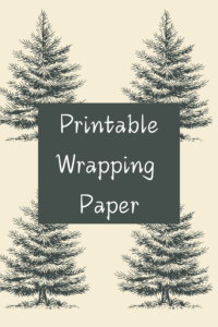 Printable Wrapping Paper with green tree and cream background.